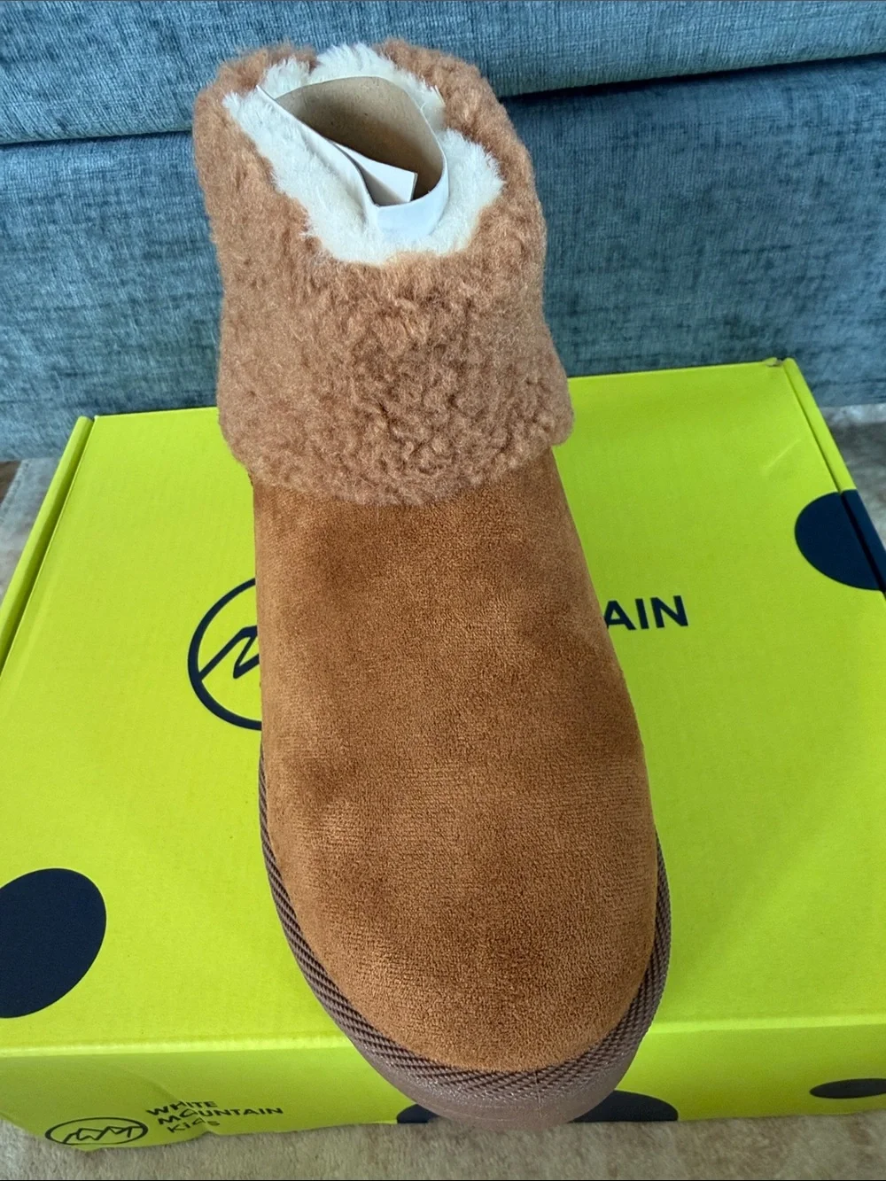 White Mountain Kids Ladybug Sherpa Cuffed Chestnut Brown Ankle Boot